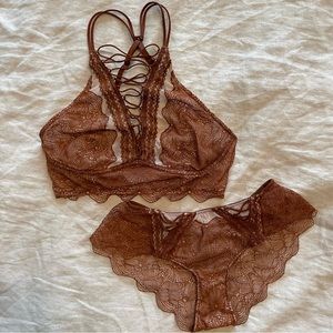 🤎 Lace Brown Victoria secret set XS